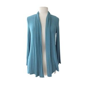 J Jill Wearever Collection Cardigan Womens Petite Small Teal Open Front